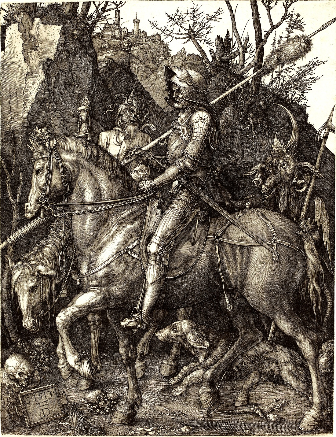 Pilt 1. Albrecht Düreri gravüür „Rüütel, surm ja kurat“ (Dürer, 1513)